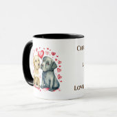 Mug Chiens mignons qui vous aiment nom personnalisé br (Devant gauche)