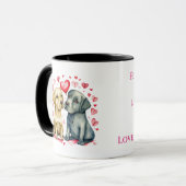 Mug Chiens mignons qui vous aiment nom personnalisé ro (Devant gauche)