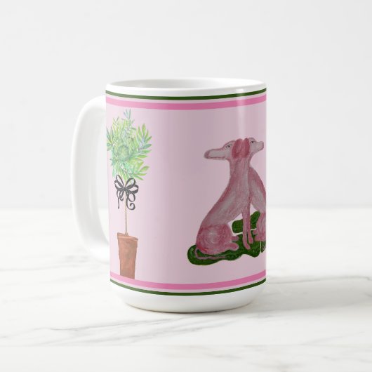 Mug Chiens opiens du Staffordshire rose (Devant gauche)
