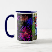 Mug Chiens patriotiques et feux d'artifice Fête Combo  (Gauche)