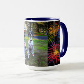 Mug Chiens patriotiques et feux d'artifice Fête Combo  (Devant droit)