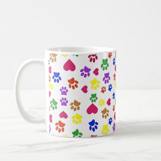 Mug Chiens, pattes et coeurs, (Gauche)