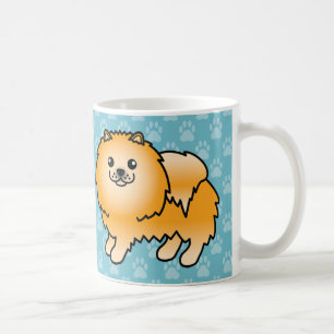 Mug Chiens Pomeranian à manteau orange sur fond bleu