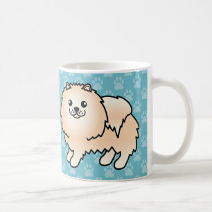 Mug Chiens Pomeranian au manteau crème adorable sur fo