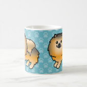 Mug Chiens Pomeranian Sable Orange Sur Fond Bleu (Centre)