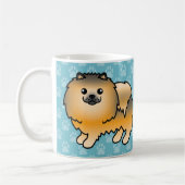 Mug Chiens Pomeranian Sable Orange Sur Fond Bleu (Gauche)