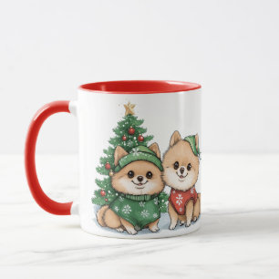 Mug Chiens Poméranie de Noël