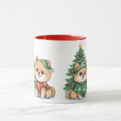 Mug Chiens Poméranie de Noël (Centre)