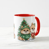 Mug Chiens Poméranie de Noël (Devant droit)