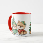 Mug Chiens Poméranie de Noël (Devant gauche)