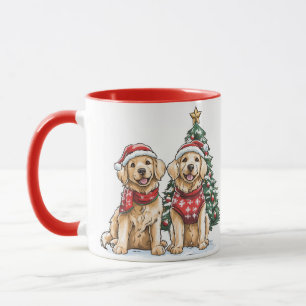 Mug Chiens Retriever dorés de Noël