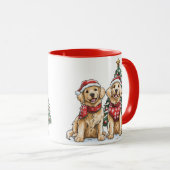 Mug Chiens Retriever dorés de Noël (Devant droit)