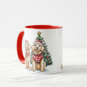 Mug Chiens Retriever dorés de Noël (Devant gauche)