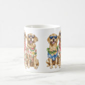 Mug Chiens Retriever Dorés Hawaïens Lei de Fleurs (Centre)