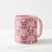 Mug Chiens roses mignons (Devant droit)