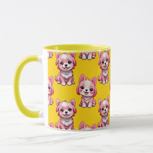 Mug Chiens roses mignons - Jaune (Gauche)