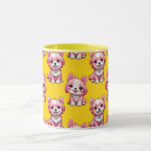 Mug Chiens roses mignons - Jaune (Centre)