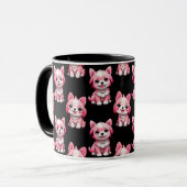 Mug Chiens roses mignons - Noir (Devant gauche)
