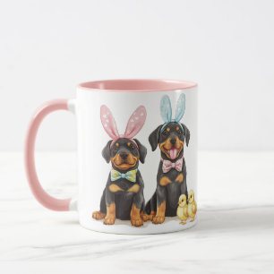 Mug Chiens Rottweiler de Pâques Oreilles de Lapin