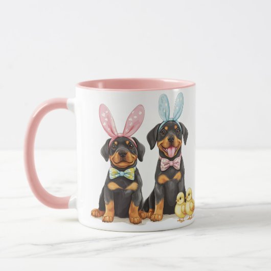 Mug Chiens Rottweiler de Pâques Oreilles de Lapin (Gauche)
