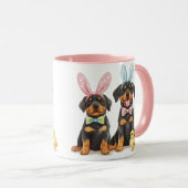 Mug Chiens Rottweiler de Pâques Oreilles de Lapin (Devant droit)