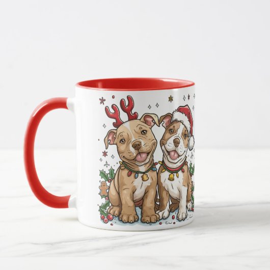 Mug Chiens taureaux de Noël Pit (Gauche)