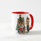 Mug Chiens Yorkie de Noël (Devant droit)