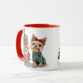 Mug Chiens Yorkie de Noël (Devant gauche)