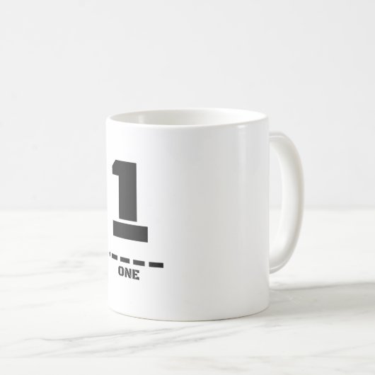 Mug Chiffre 1(Un) Numéro phonétique et code morse de l (Devant droit)