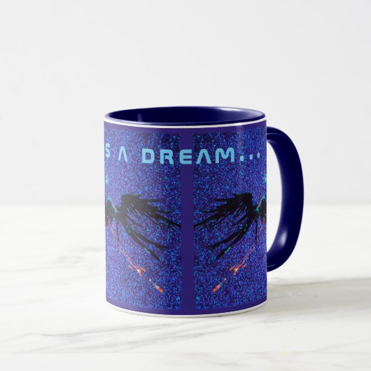 Mug Chiffre à ailes foncées volant à travers l'espace (Devant droit)