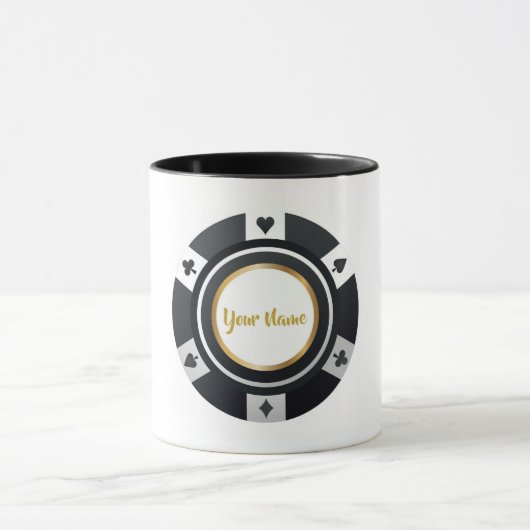 Mug Chiffre de poker personnalisable noir or blanc (Centre)