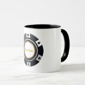 Mug Chiffre de poker personnalisable noir or blanc (Devant droit)