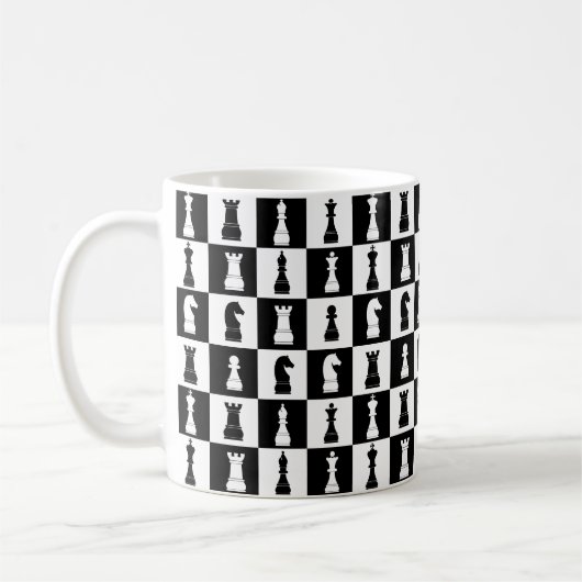 Mug Chiffres du jeu d'échecs Motif noir et blanc (Gauche)