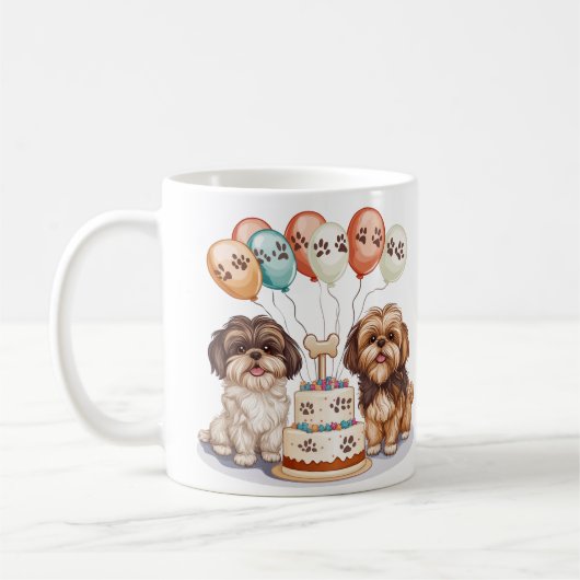 Mug Chih Tzu Chiens Anniversaire Gâteau (Gauche)