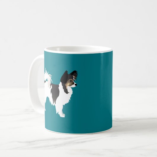 Mug Chihuahua aux cheveux longs ou Papillon Conception (Devant gauche)