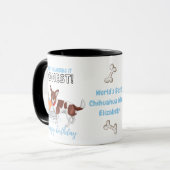 Mug Chihuahua chéri avec patchs Anniversaire CHIEN MOM (Devant gauche)