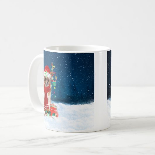 Mug Chihuahua chien avec cadeaux de Noël (Devant gauche)