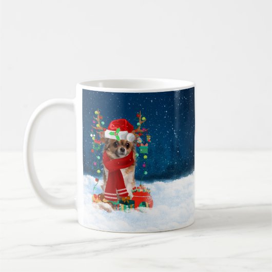 Mug Chihuahua chien avec cadeaux de Noël (Gauche)