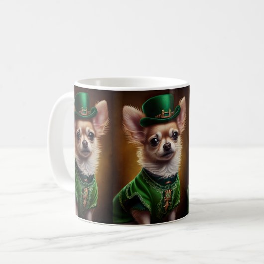 Mug Chihuahua Chien en robe de la Saint Patrick (Devant gauche)
