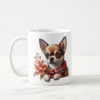 Mug Chihuahua Chien Mignon Chiots avec Fleurs