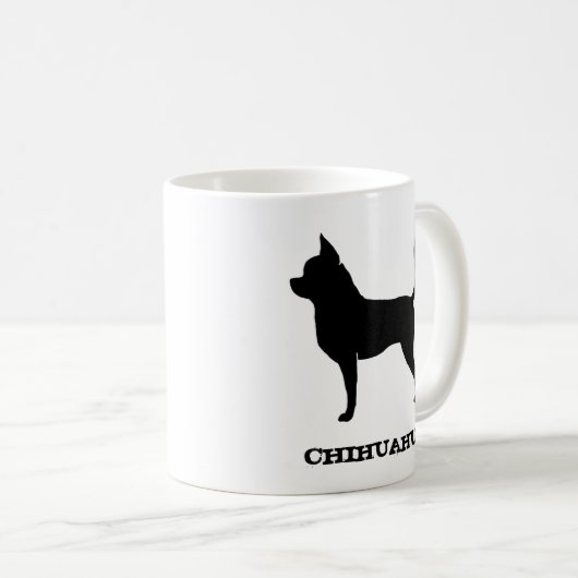 Mug Chihuahua Chien race Silhouettes Custom (Devant droit)