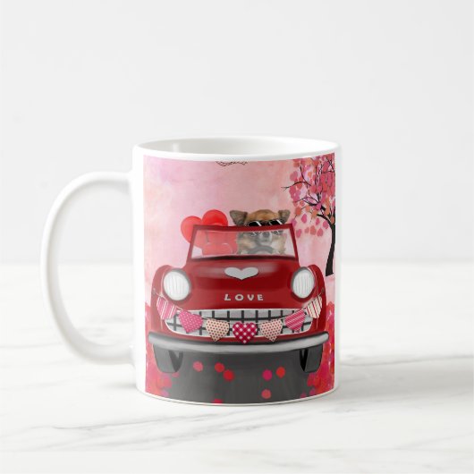 Mug Chihuahua Chien voiture avec les coeurs Valentine' (Gauche)