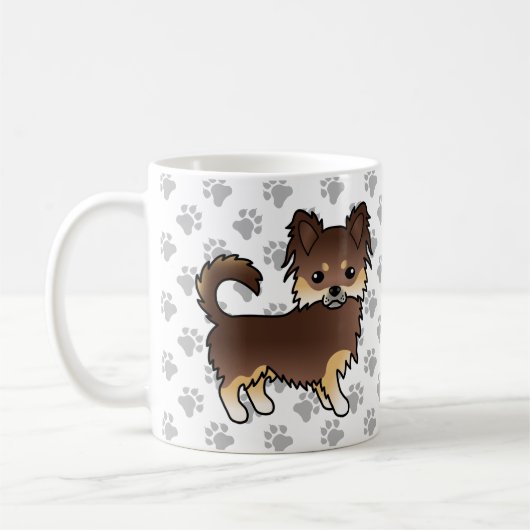 Mug Chihuahua Chocolat Et Brun Clair À Poils Longs Chi (Gauche)