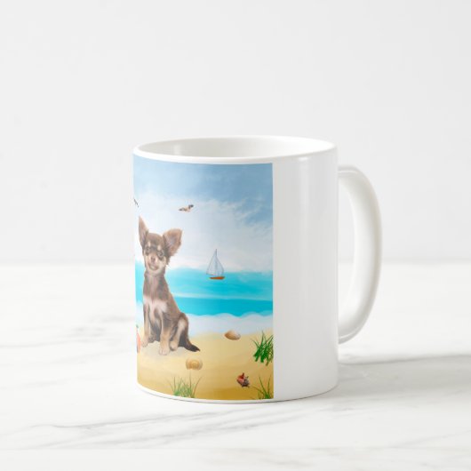 Mug Chihuahua Dog sur la plage (Devant droit)