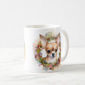 Mug Chihuahua Fête de la couronne de Noël Coupe (Devant droit)