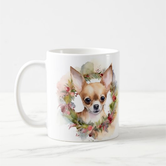 Mug Chihuahua Fête de la couronne de Noël Coupe (Gauche)