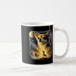 Mug Chihuahua hurlant à la lune vintage drôle