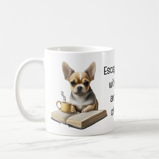 Mug Chihuahua | Livre | Café | Thé | Lecture | Mornin (Gauche)