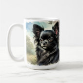 Mug Chihuahua noir à poils longs en aquarelle (Gauche)