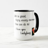 Mug Chihuahua noir blanc avec inspiration Rose orange (Devant droit)